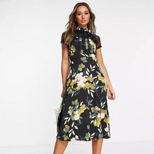 ASOS Liquorish Floral & Lace Midi Dress